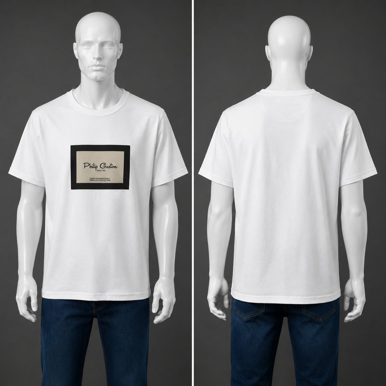 Бяла памучна тениска с щампа