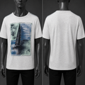 T-shirt with a marine print, large sizes in two colors