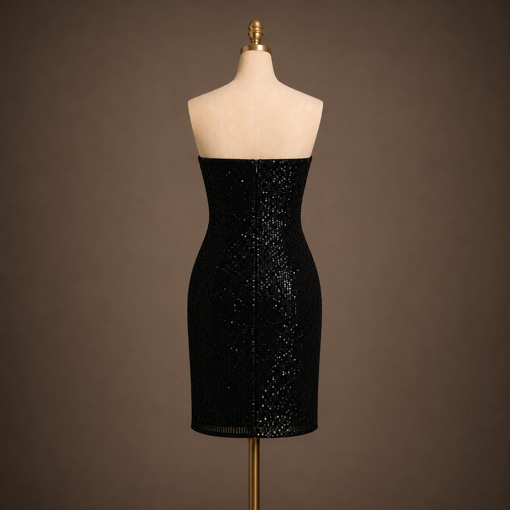Short black sequin dress